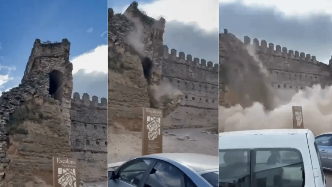 El colapso de una torre del Castillo de Escalona, en Toledo,