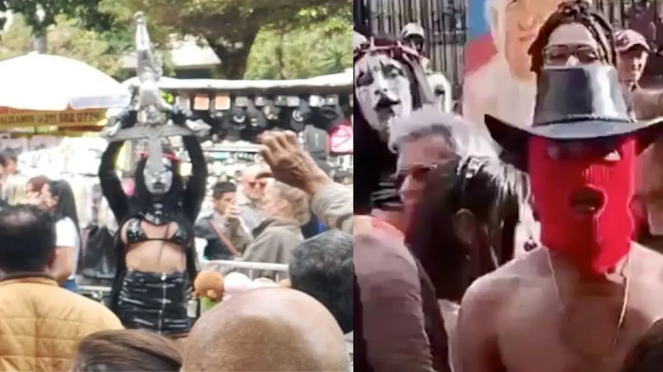 performance satanico frente a iglesias en Bogotá