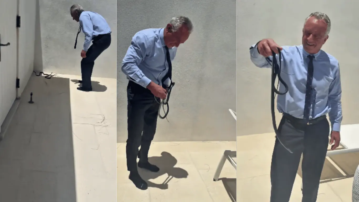Robert F. Kennedy Jr., secretario de Salud y Servicios Humanos de Estados Unidos, con las víboras en sus manos