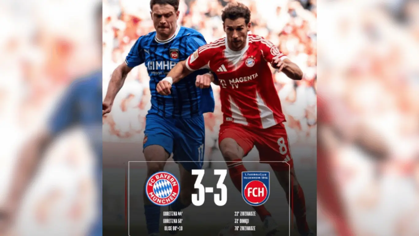 Empate 3-3 entre Bayern Múnich y Heidenheim por Bundesliga hoy