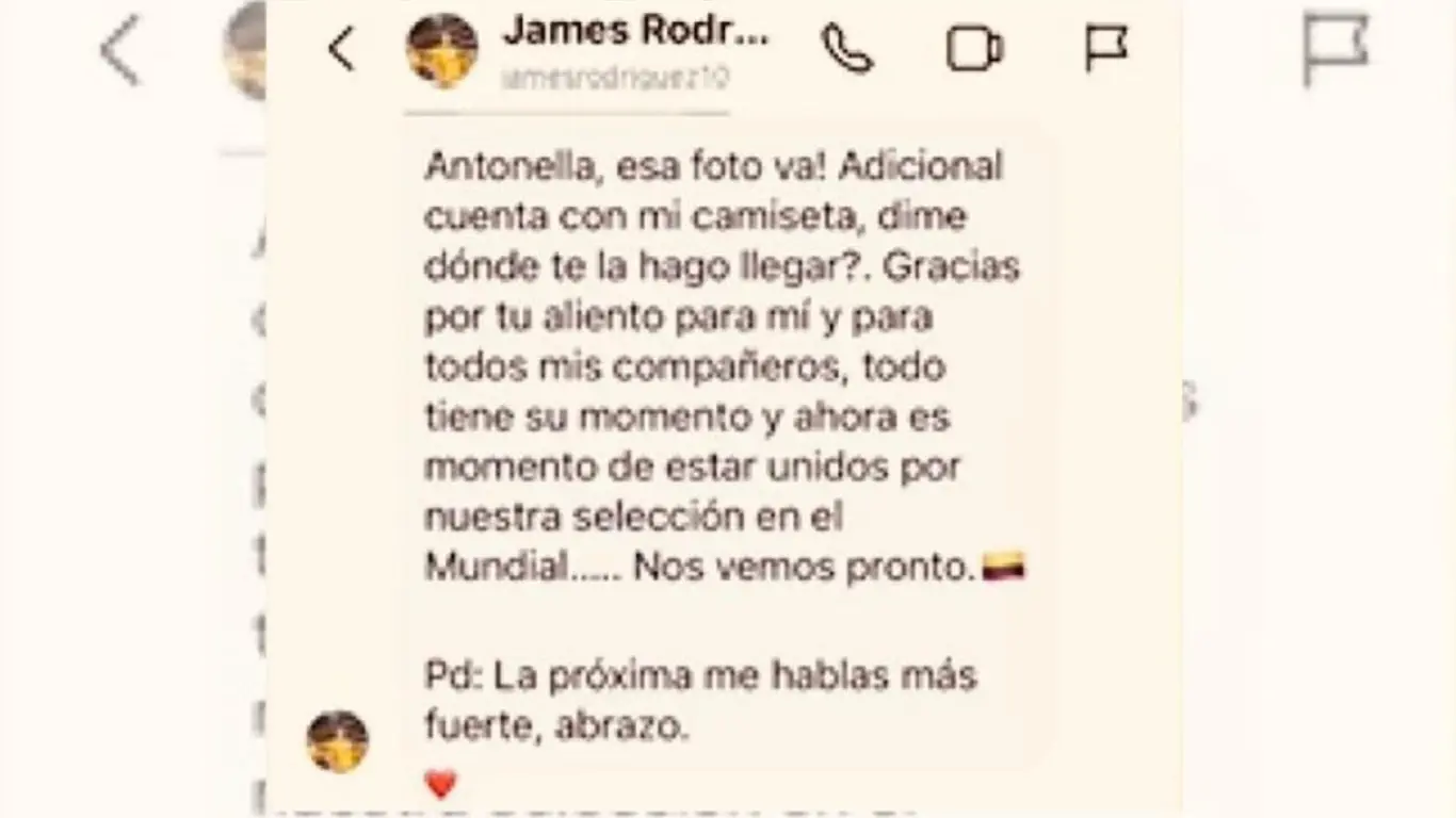 mensaje de james a antonella petro