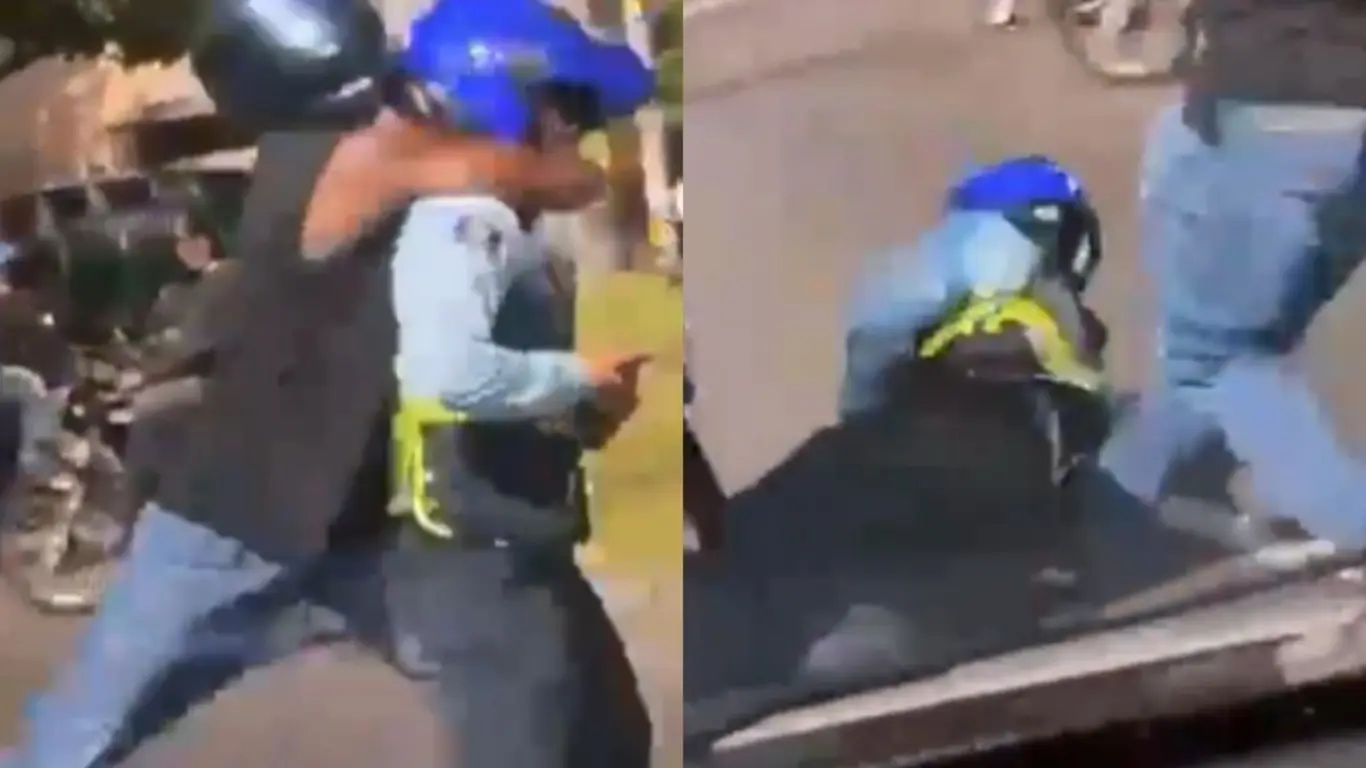 Agente de tránsito fue agredido por motociclista en Medellín