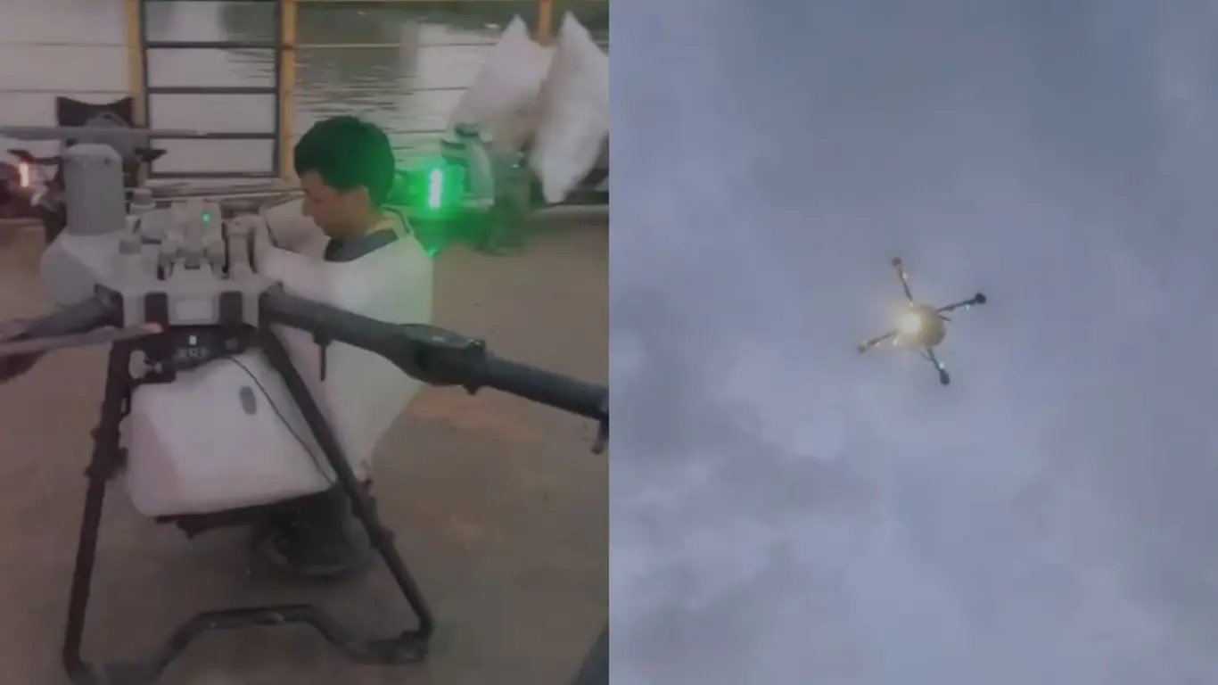 Joven viajó sobre un dron de fumigación en Meta