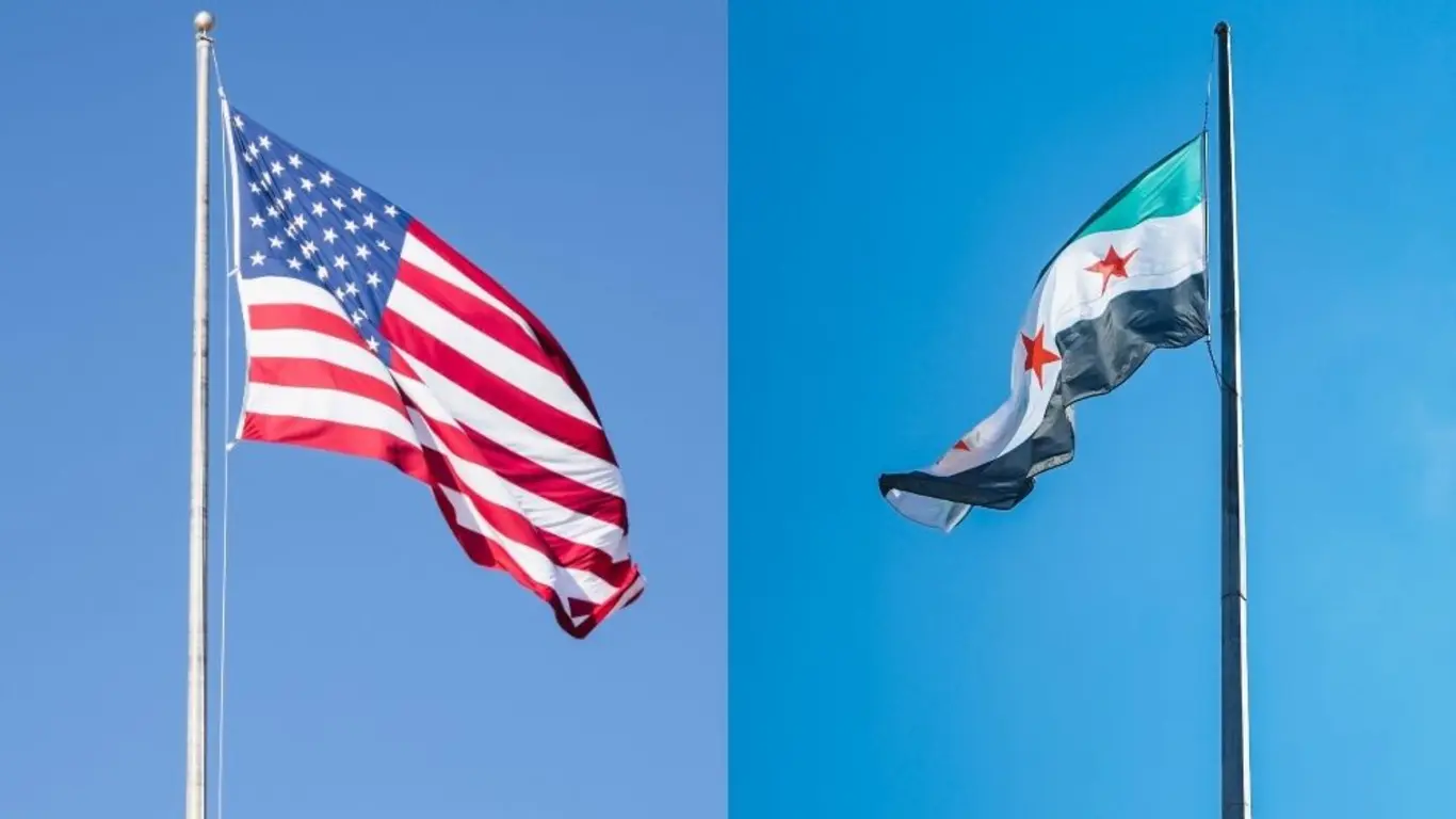 Bandera de Estados Unidos y Siria