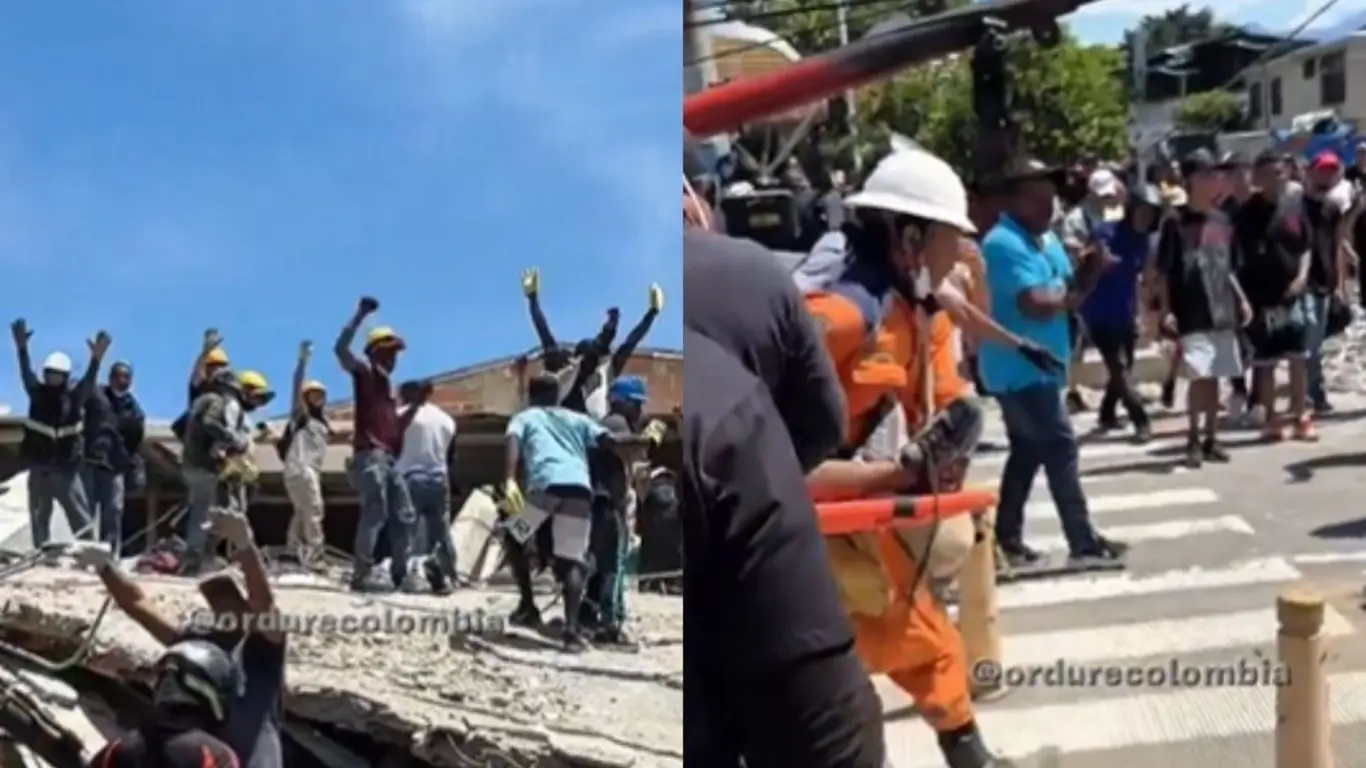 Rescatan con vida a hombre atrapado entre los escombros de la Notaría 20 de Cali