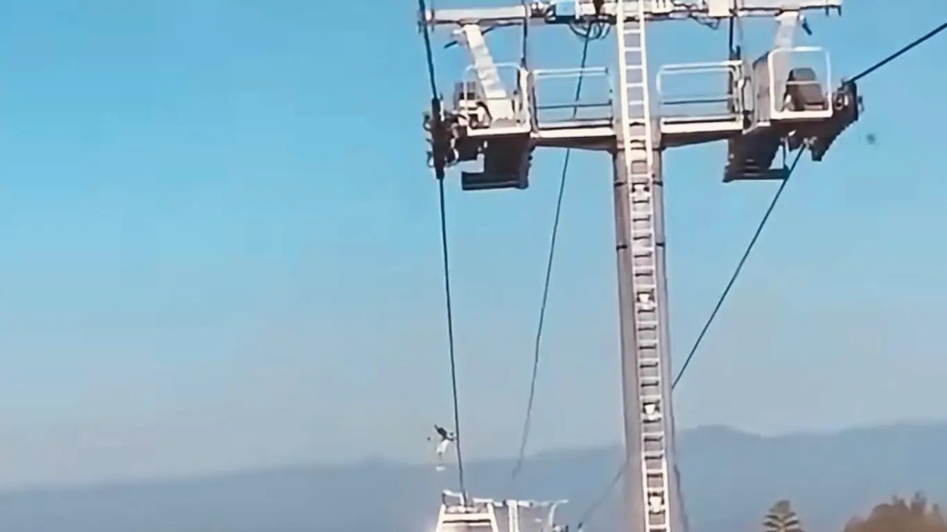 pánico en el cable aéreo de Manizales durante el terremoto