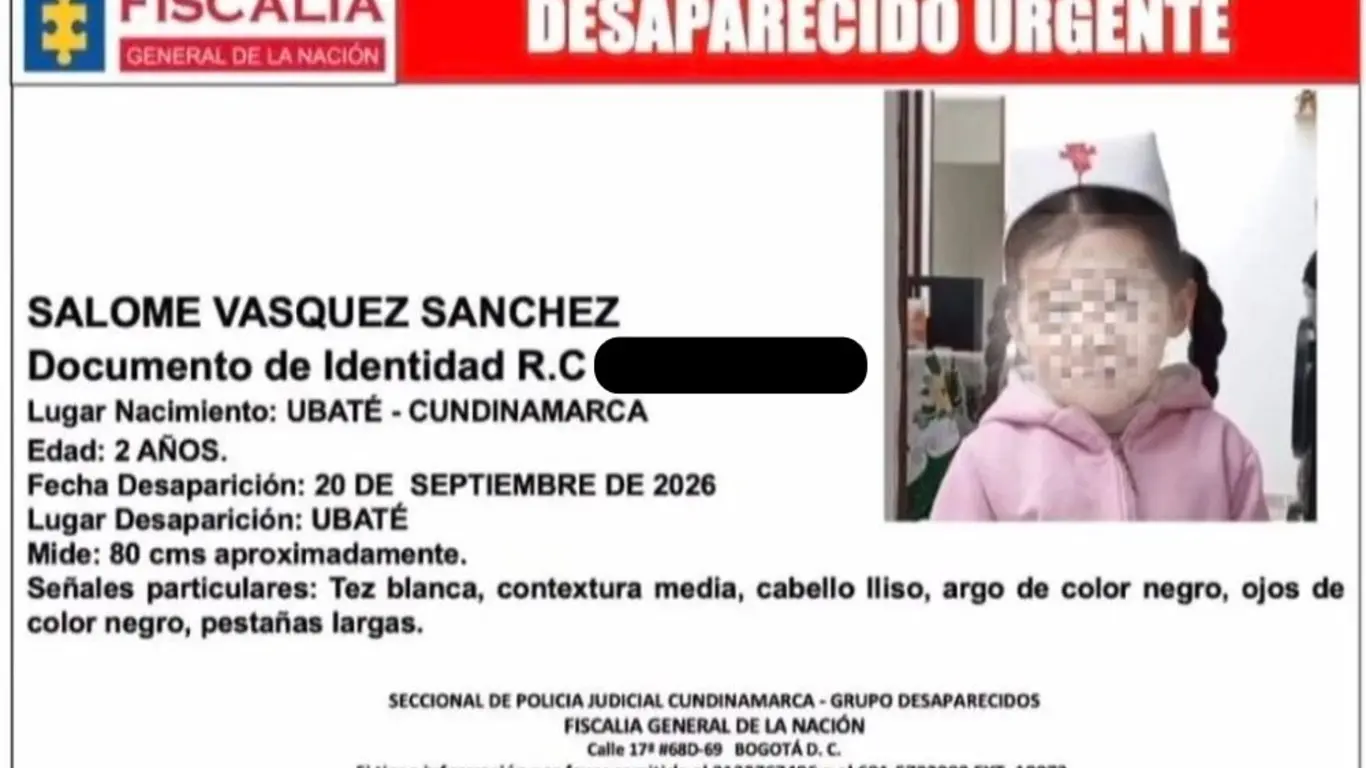 Salomé Vásquez Sánchez, niña de 2 años que estaba desaparecida