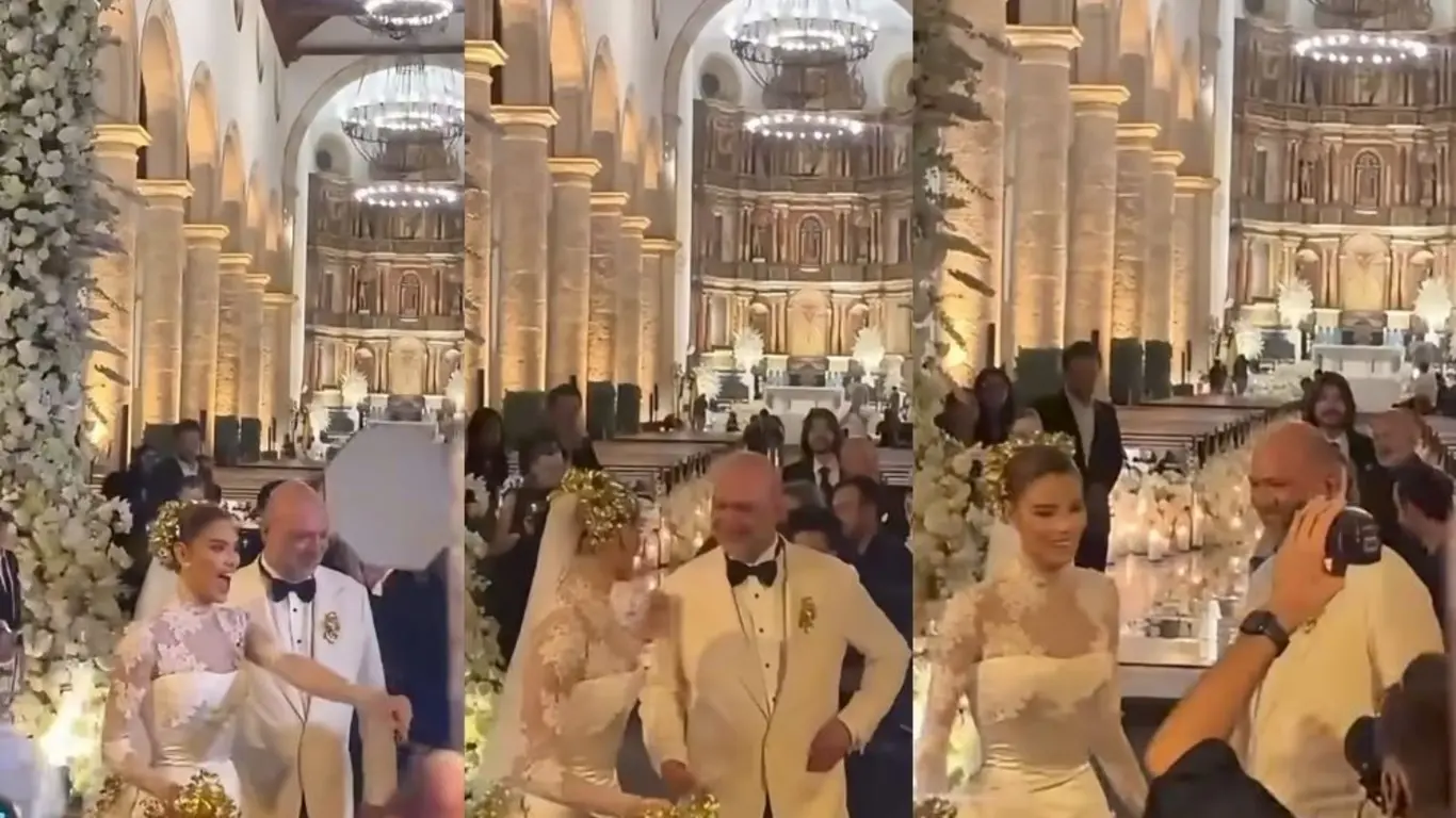 Ariadna Gutiérrez y Guus Franke durante su matrimonio en la Catedral de Santa Catalina, en Cartagena.