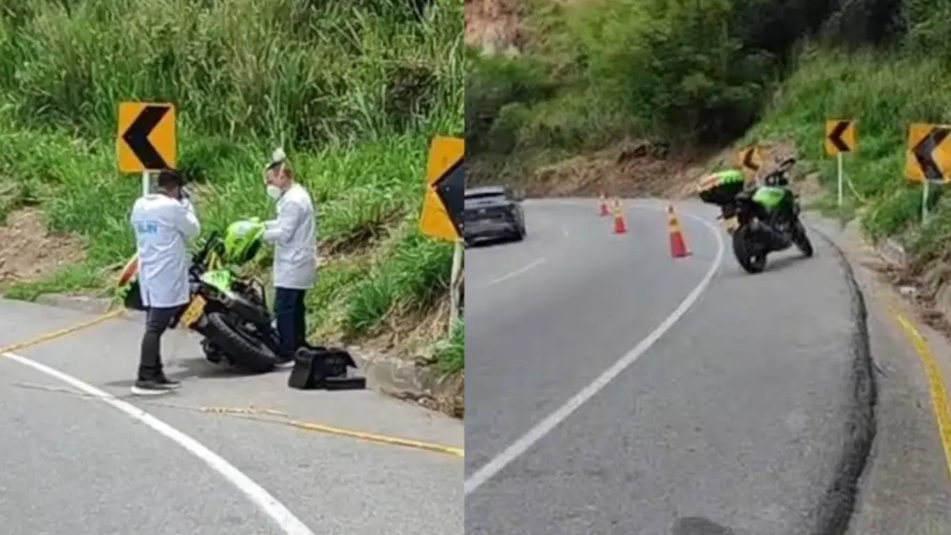 Autoridades inspeccionando en la vía Girón