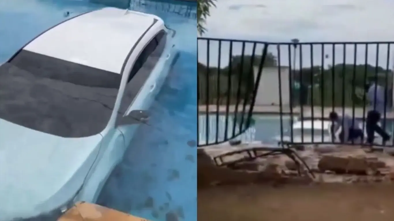 Camioneta terminó dentro de una piscina en conjunto residencial de Valledupar