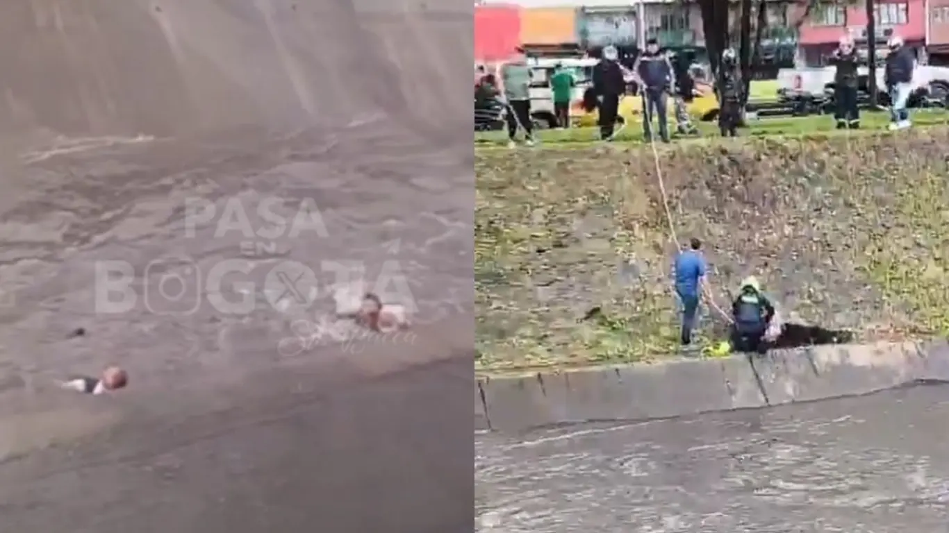 Dos personas fueron arrastradas por la corriente de un canal en Bogotá