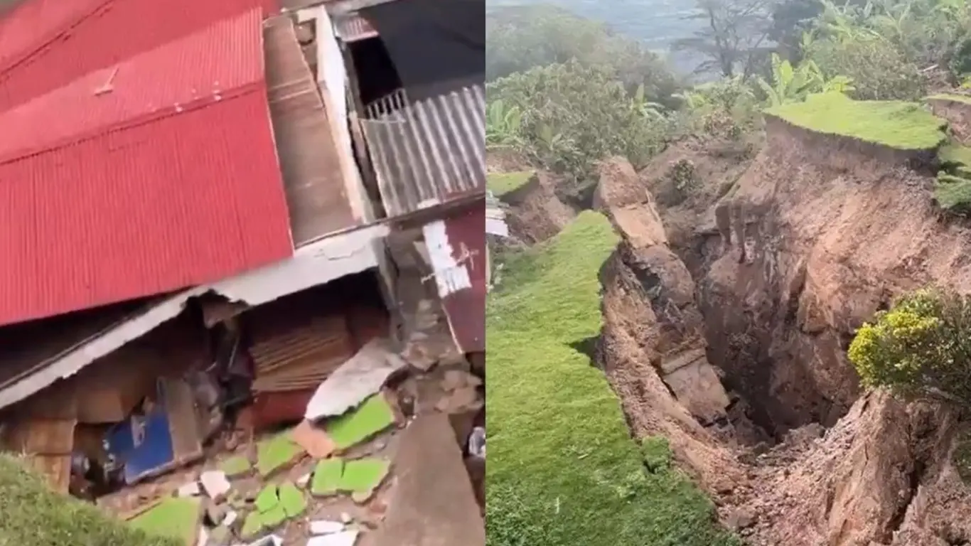 Fuertes lluvias provocan deslizamiento en la vereda Pajales, Moniquirá.
