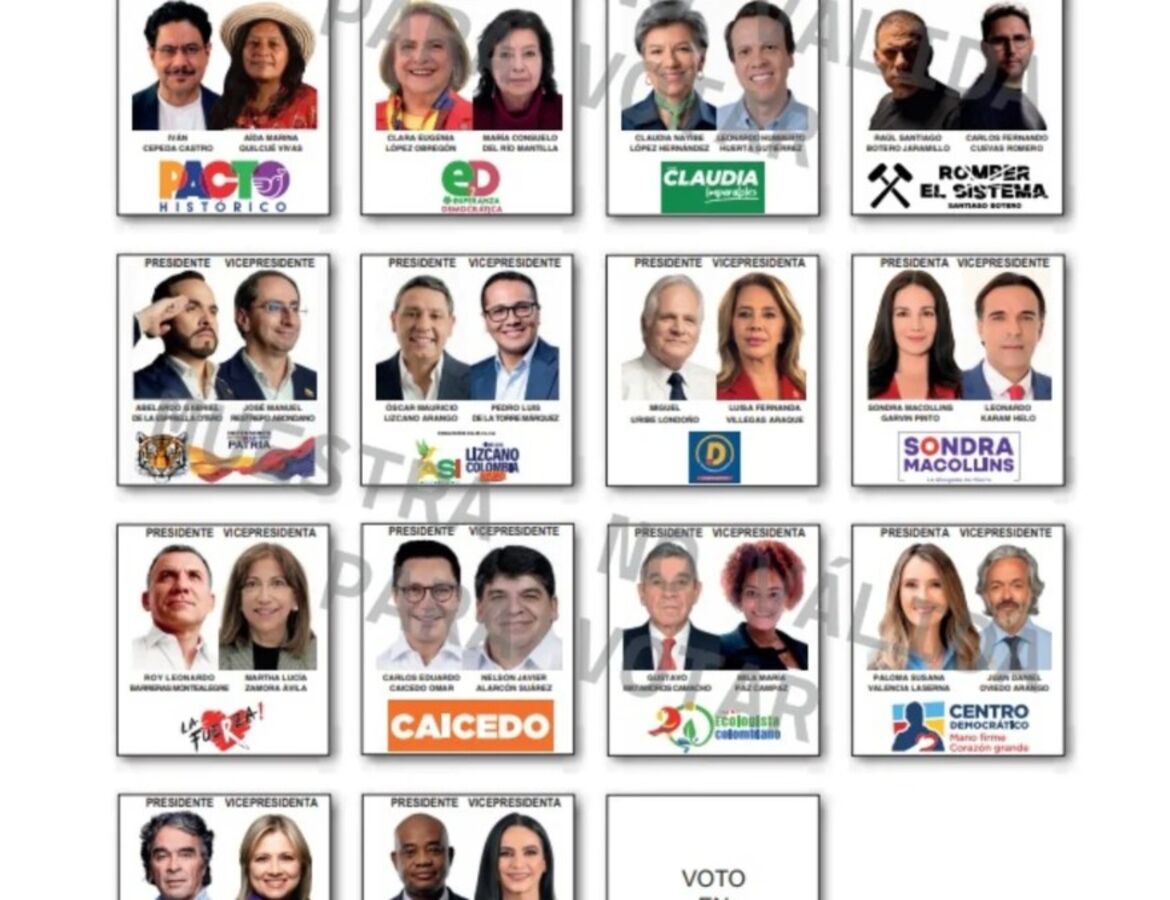 Tarjetón oficial elecciones presidenciales 2026