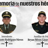 Intendente César Augusto Rodríguez Nieves y auxiliar de Policía Brayan Stiven Lizarazo Torres
